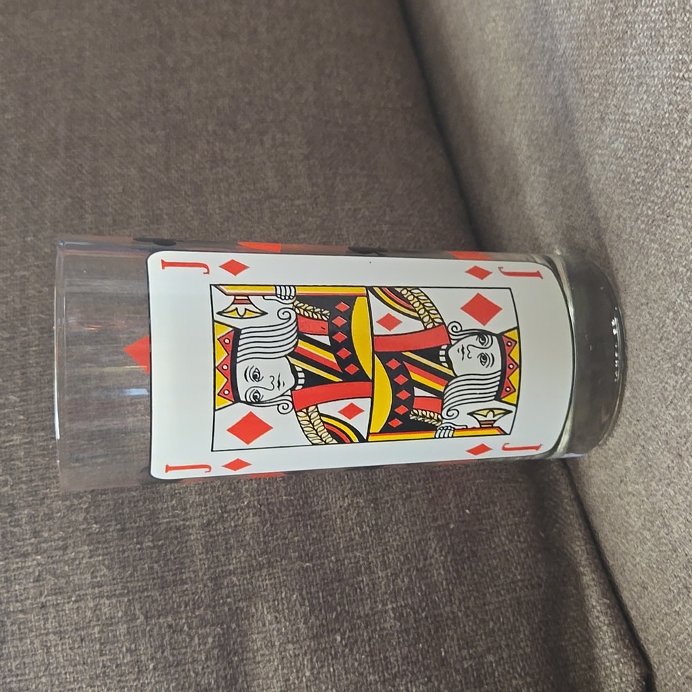 Face Card Tall Glasses Tumbler Jack Vintage collectible - Italy
